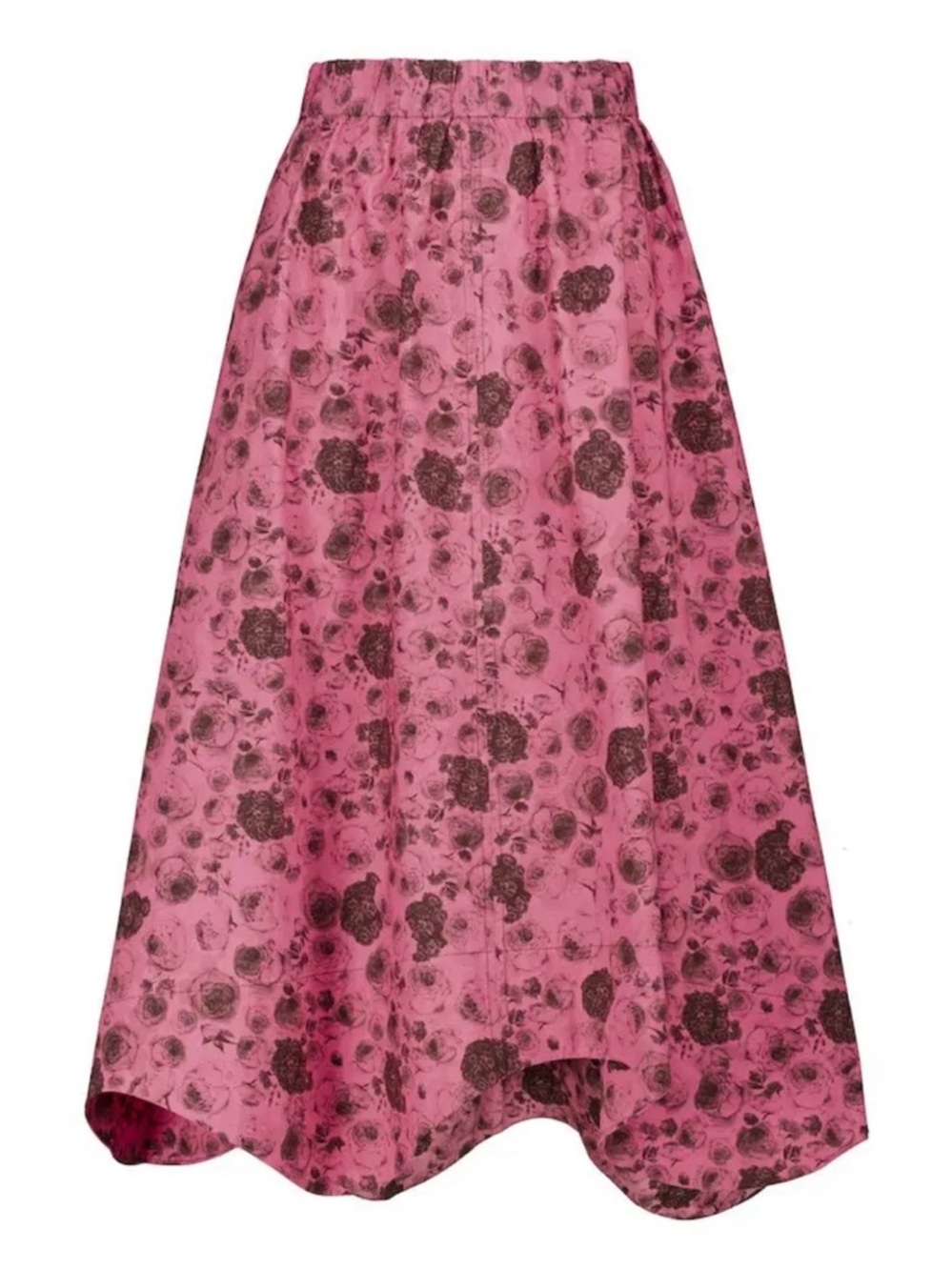 Ganni Floral Cotton Poplin Midi Skirt